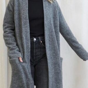 Jenni Kayne Long Grey Open-Front Cardigan